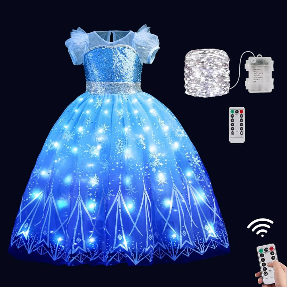Light Up Girls Halloween Costume Snow Princess Dress Ice Christmas Costumes Toddler Kids Costume ... | Amazon (US)
