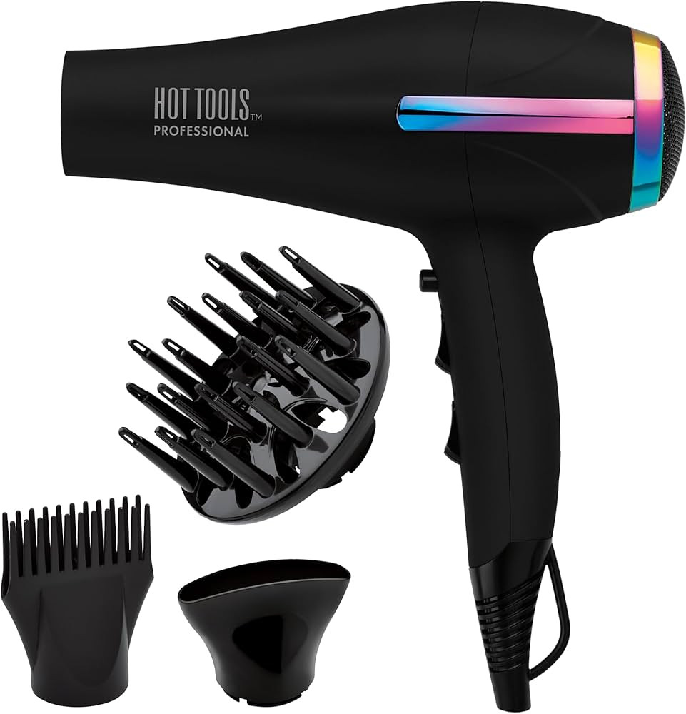 HOT TOOLS Professional Ceramic Rainbow Hair Dryer - Fast Drying Blow Dryer with Quiet Operation a... | Amazon (US)