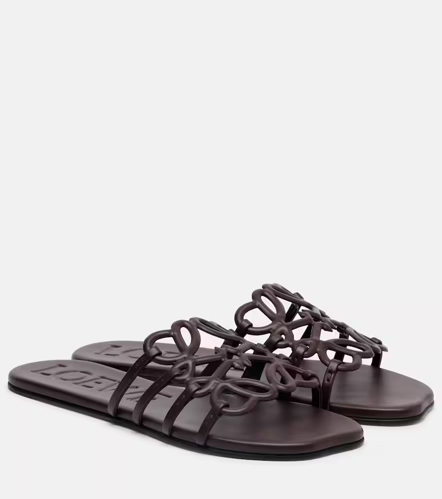 Loewe Petal Anagram leather slides | Mytheresa (US/CA)