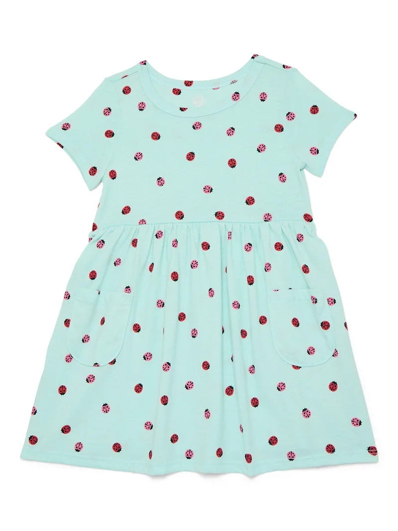 Wonder Nation Baby and Toddler Girls Play Dress with Short Sleeves, Sizes 0/3M-5T | Walmart (US)