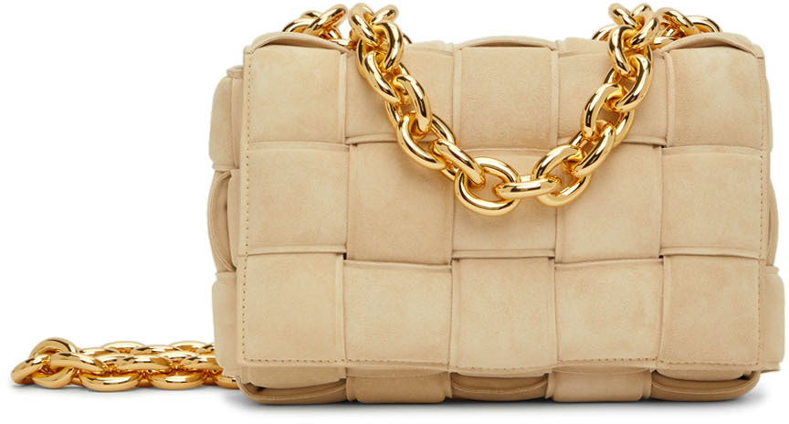 Beige Chain Cassette Shoulder Bag | SSENSE