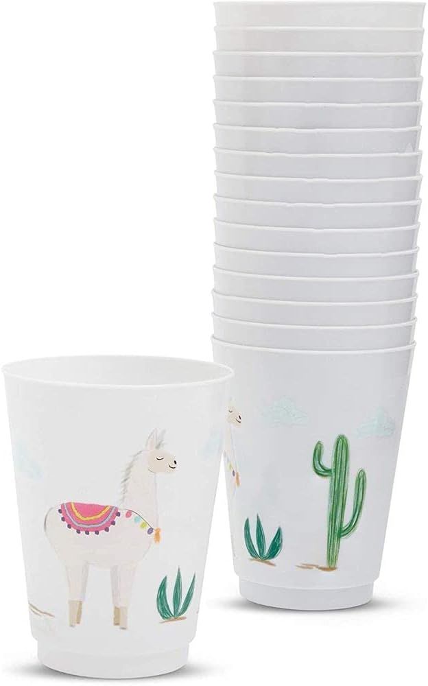 Sparkle and Bash Reusable Llama Plastic Party Cups (16 Count) White | Amazon (US)