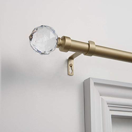 Crystal Ball 1" Curtain Rod and Finial Set, Gold, 36"-72" | Amazon (US)