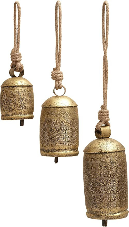 Deco 79 Metal Tibetan Inspired Meditation Decorative Cow Bell with Jute Hanging Rope, Set of 3 10... | Amazon (US)