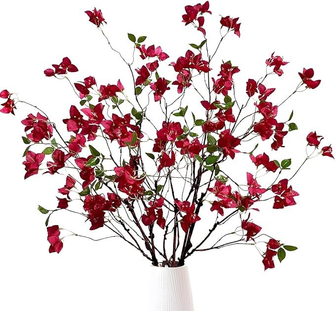 Artificial Bougainvillea Flower Branches Silk Bougainvillea Stems with Dried Tree Twigs Real Touc... | Amazon (US)