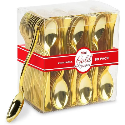 Stock Your Home 4-Inch Mini Disposable Plastic Spoons, Gold (80 Pack) | Target