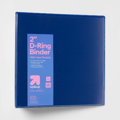 2" 3 Ring Binder Clear View Blue - up&up™: 500 Sheet Capacity, D Rings, Internal Pockets, Polypropylene | Target
