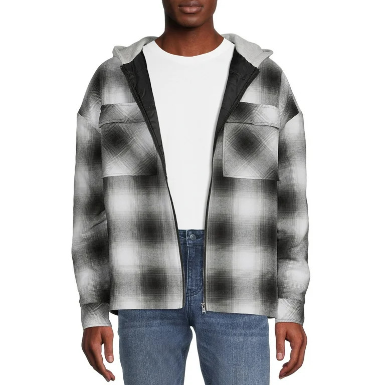 No Boundaries Men's and Big Men's Plaid Flannel Shacket, Sizes XS-5XL | Walmart (US)