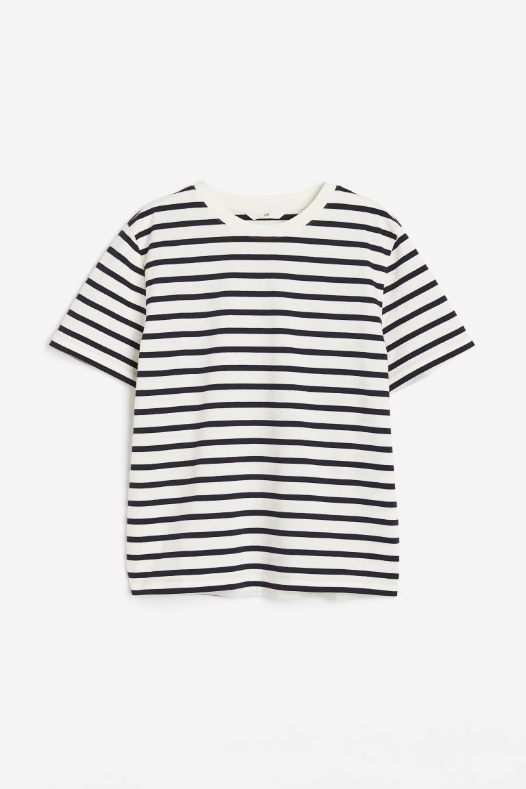 Cotton T-shirt - White/navy blue striped - Ladies | H&M US | H&M (US + CA)