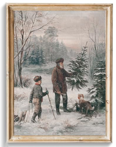 Uniro Christmas Wall Art Prints, Vintage Christmas Decor, Neutral Winter Landscape Painting, Antique Rustic Christmas Artwork, Farmhouse Snowy Winter Holiday Wall Decor, Aesthetic Xmas Posters for Bedroom, Living Room, Gallery, winter Room Decor, Holiday Decoration Gifts ( 8" x 10"-UNFRAMED) | Amazon (US)