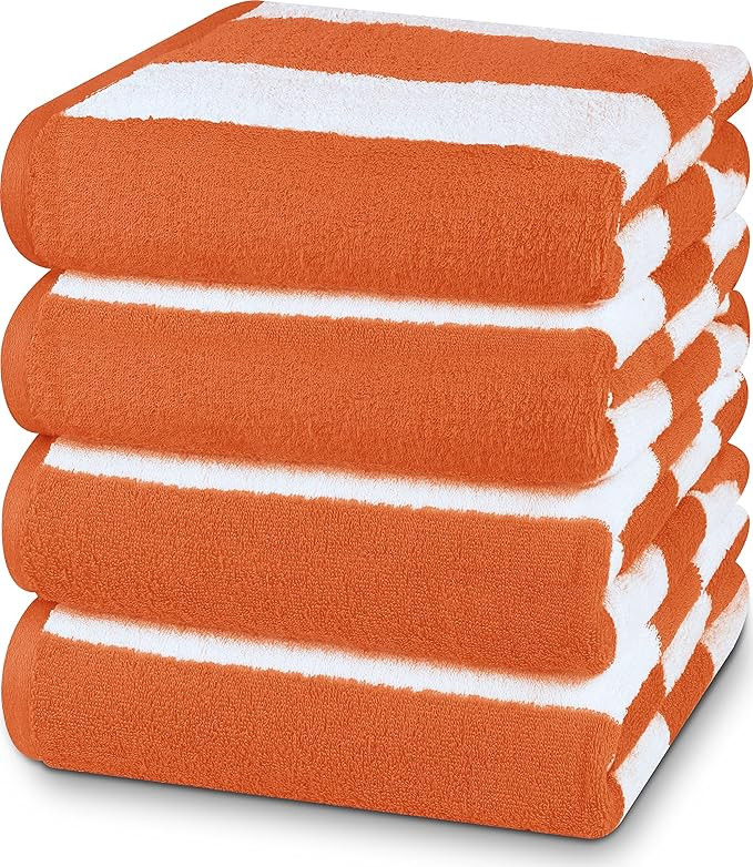 Utopia Towels Cabana Stripe Beach Towels, Orange, (30 x 60 Inches) - 100% Ring Spun Cotton Large ... | Amazon (US)