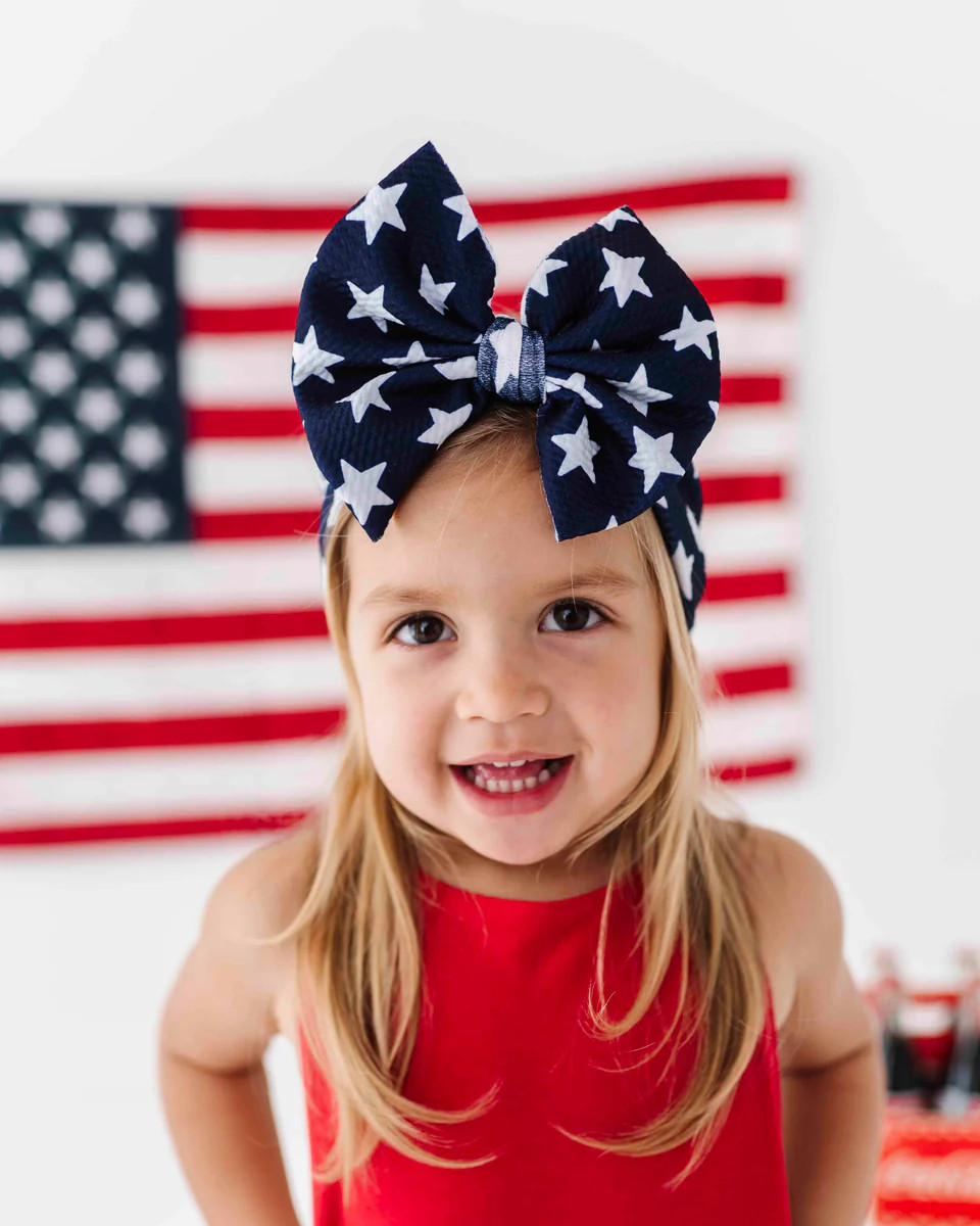 Navy Star Biggie Bow | Bums & Roses
