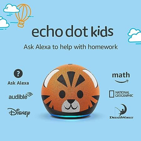 Echo Dot (4th Gen) Kids | Designed for kids, with parental controls | Tiger | Amazon (US)