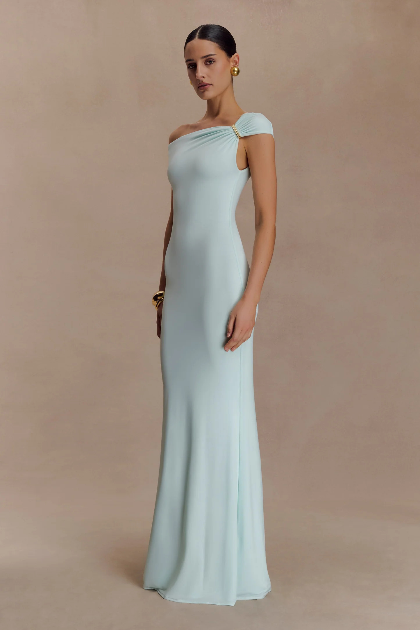 Kinsley Slinky Maxi Dress With Hardware - Lagoon | Meshki UK