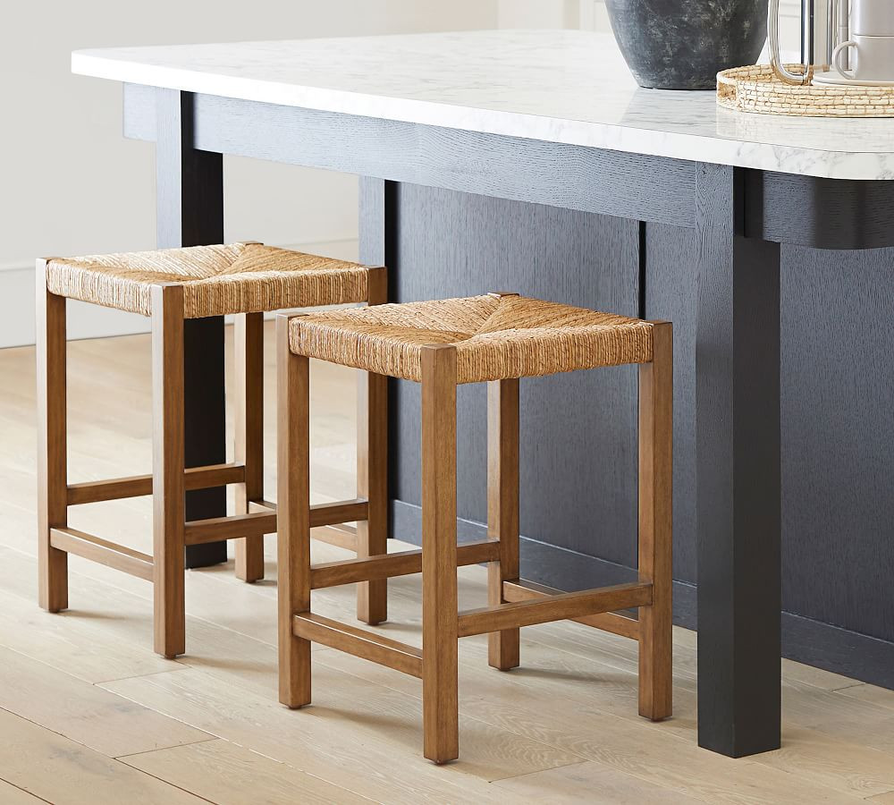 Malibu Woven Backless Bar & Counter Stools | Pottery Barn (US)