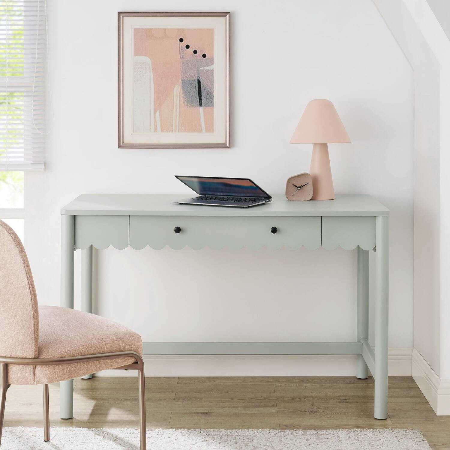 Emmeline 1-Drawer Scallop Writing Desk by Modway - Sage | Best Buy U.S.