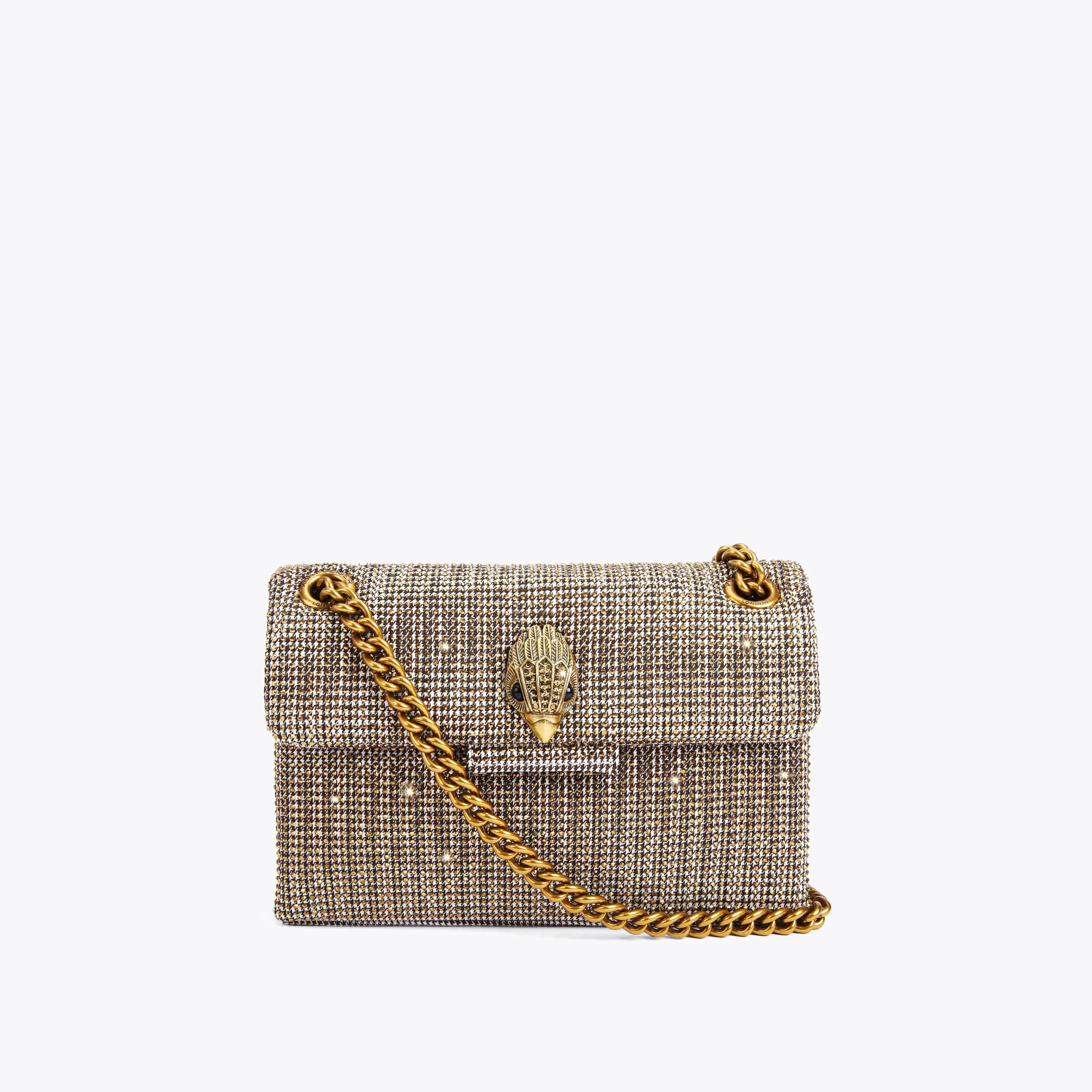 FABRIC MINI KENSINGTON V Gold Gem Sparkly Cross Body Bag by KURT GEIGER LONDON | Kurt Geiger UK