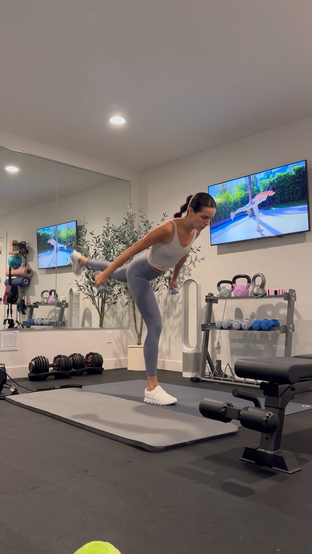 Love this Amazon workout tank! Washes well and runs true to size 

FP Movement leggings are so comfortable and great for low/medium impact workouts or casual wear! True to size (S) size down if between 

On cloud sneakers are tts but size up if between 

Workout outfit / activewear / home gym 

#LTKfitness #LTKfindsunder100 #LTKfindsunder50