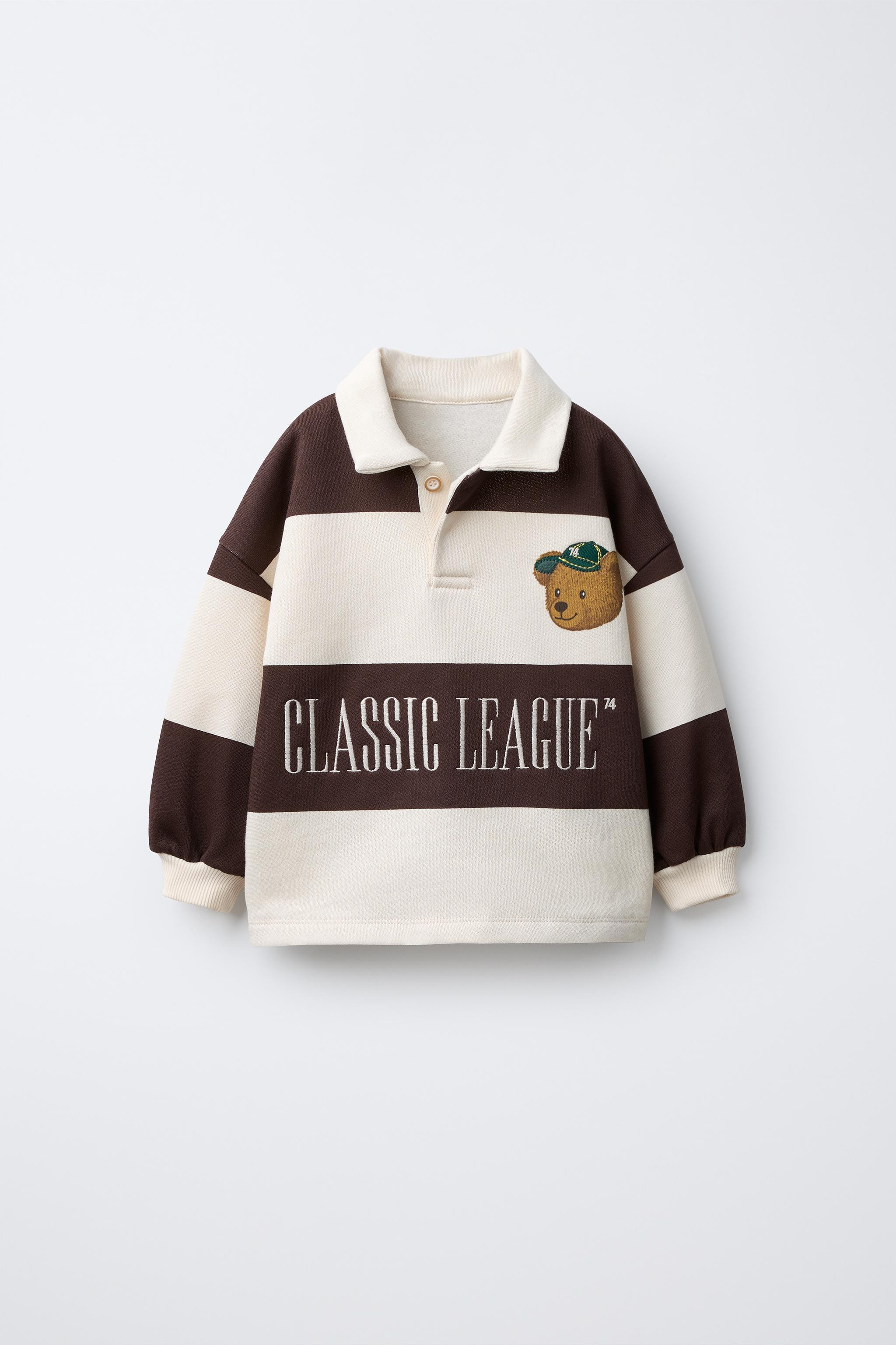 STRIPED POLO SHIRT WITH EMBROIDERED BEAR | Zara US