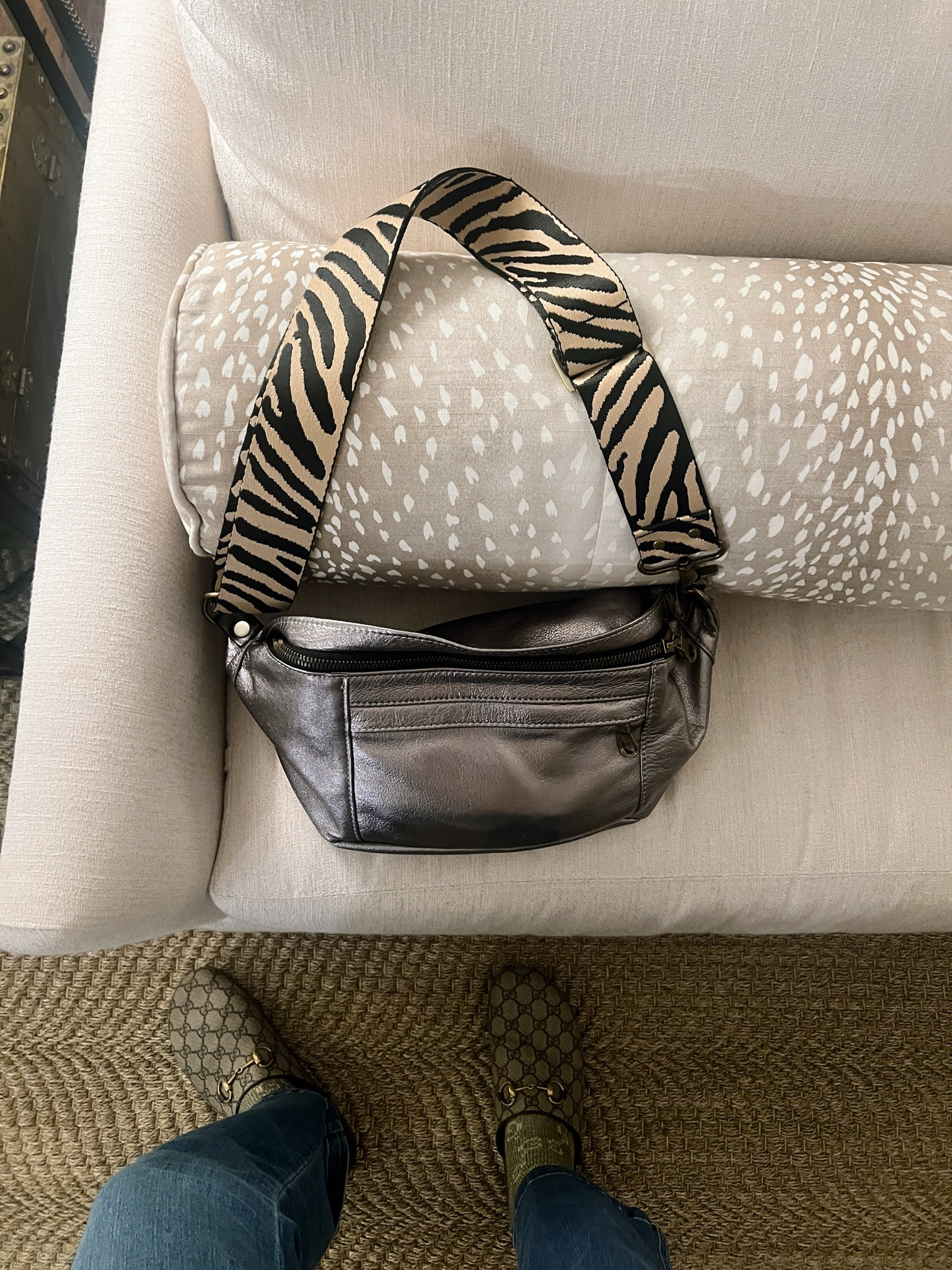 Metallic him bag with zebra strap - SUCH A GREAT hands free bag

#LTKItBag