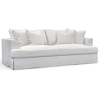 Sunset Trading Newport Slipcovered Sofas, Large 94" Wide Stationary, Performance Fabric White | Amazon (US)