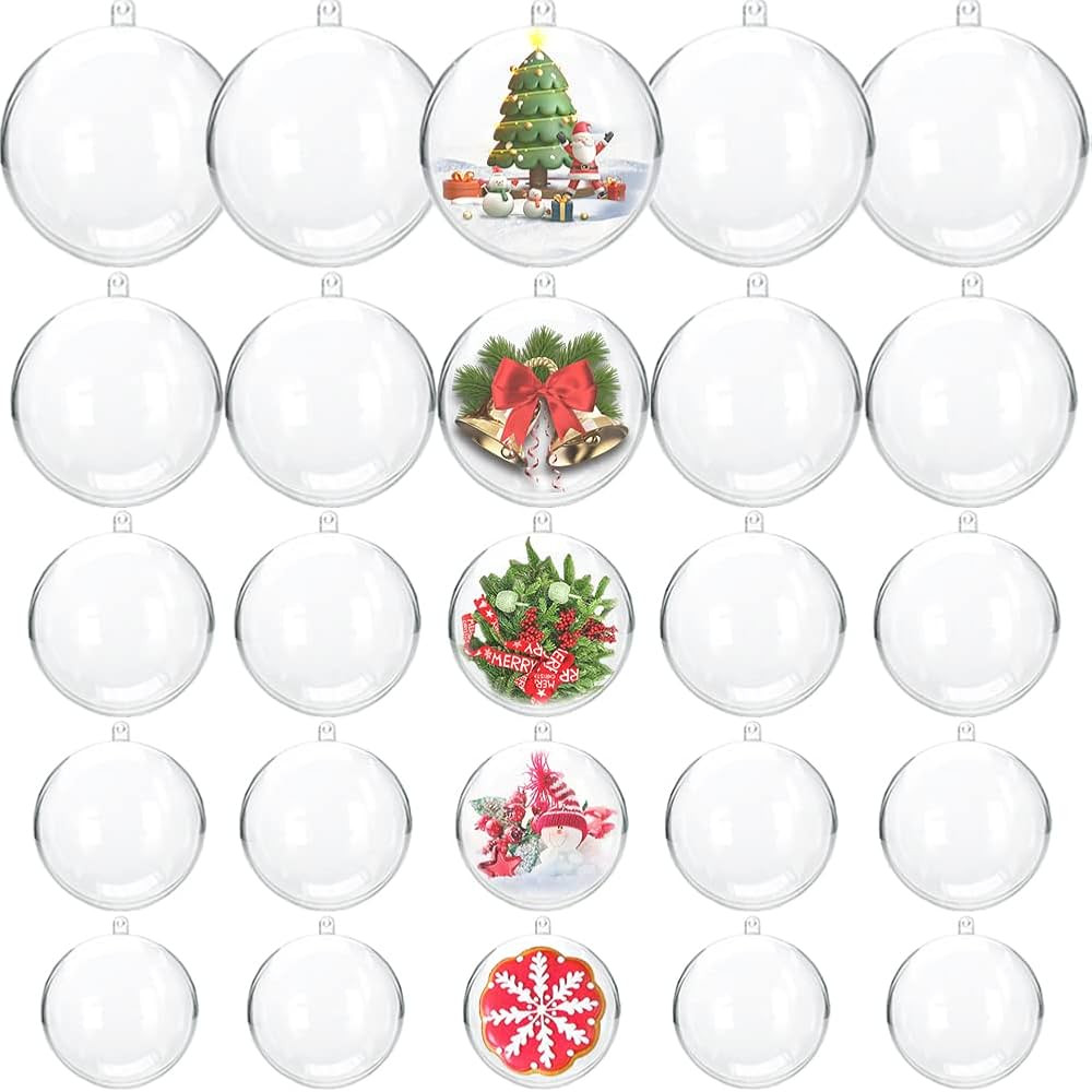 25 Pcs Clear Plastic Fillable Ornaments,Acrylic Clear Plastic Ornaments Balls,DIY Bath Bomb Mold ... | Amazon (US)
