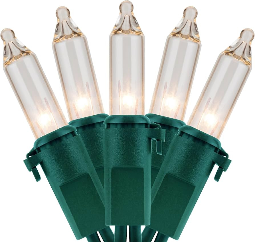 YULETIME 200 Clear Christmas String Lights, 2-Set 33 ft 100 ct Green Wire | Amazon (US)