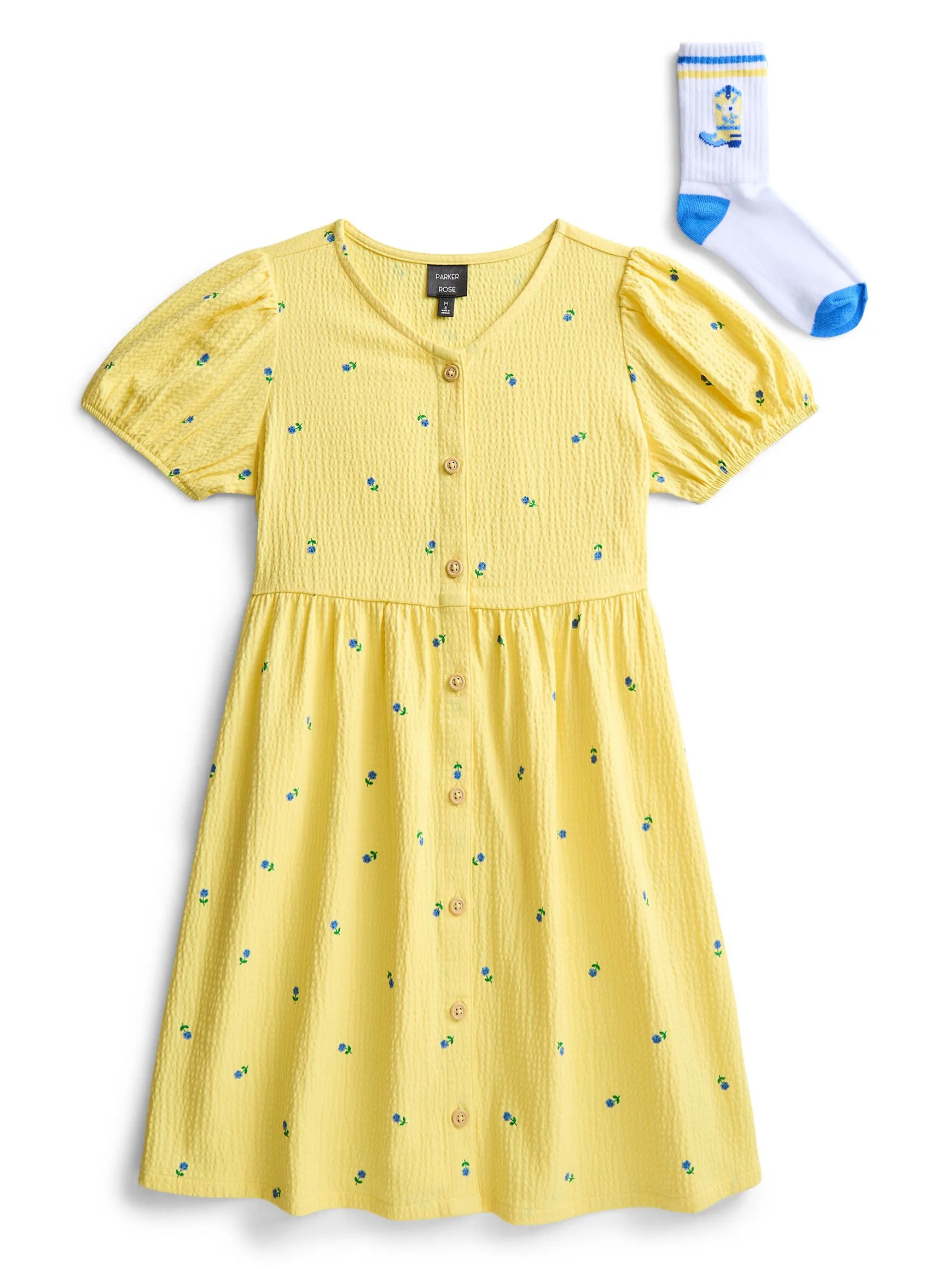 Parker Rose Girls Placket Dress and Socks, Sizes 4-18 | Walmart (US)