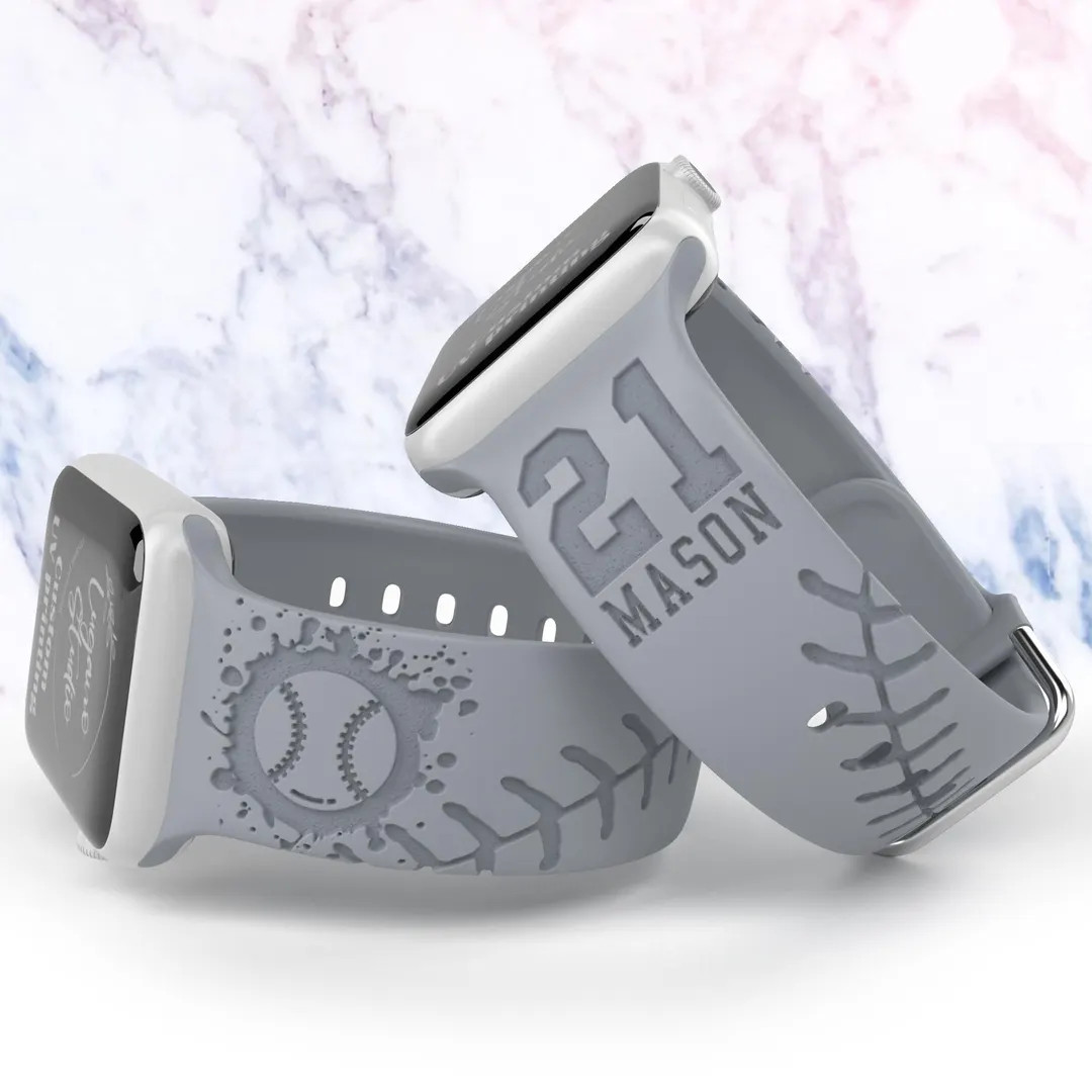 Personalized Baseball Watch Band Compatible With Apple Watch Iwatch Band Silicone 38/40/41 42/44/... | Etsy (US)