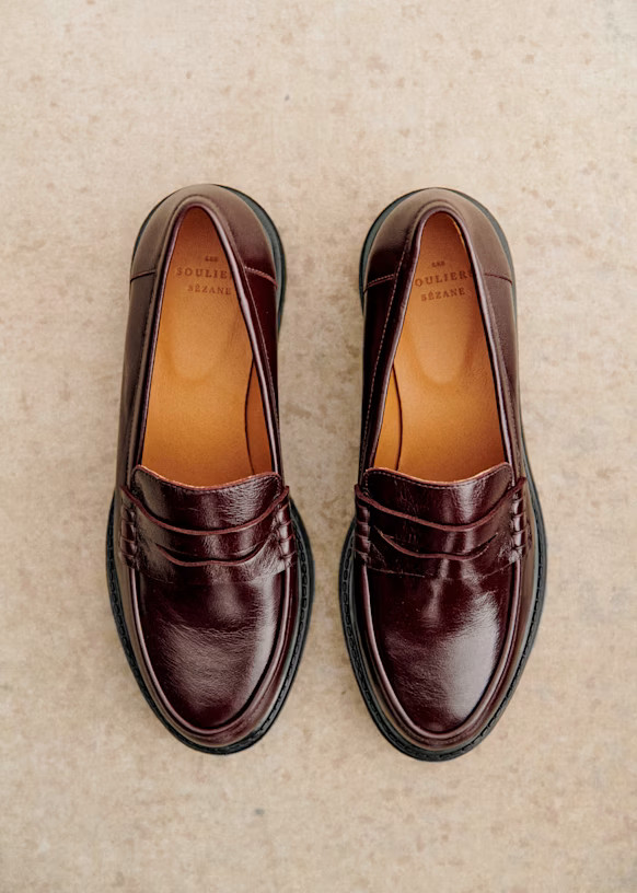 Albane Loafers - Glossy Burgundy  - Bovine leather - Sézane | Sezane Paris - US