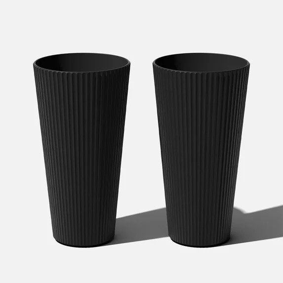 Veradek Demi Series 26" Tall Plastic-Stone Planter - Black 2 Pack | Walmart (US)