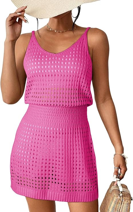 Dokotoo Summer Crochet Hollow Out Knit Beach Bathing Suit Swim Cover Ups Cruise Outfits Vacation ... | Amazon (US)