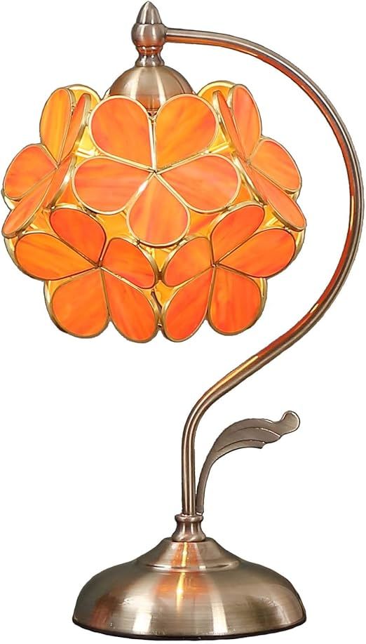 Bieye L10753 Tiffany Style Stained Glass Flower Petal Table Lamp with Brass Base for Home Décor ... | Amazon (US)