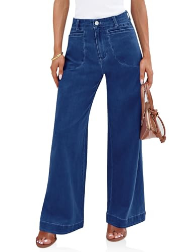 Cicy Bell Womens Wide Leg Jeans High Waisted Stretchy Baggy Loose Denim Casual Pants with Pockets | Amazon (US)