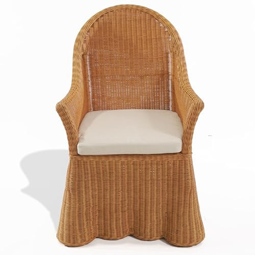 SAFAVIEH Couture Collection – Hylda Natural Rattan Dining Chair, Fully Assembled Woven Side Chair with Removable Cotton Cushion for Dining Room or Kitchen (CWK3033A) | Amazon (US)