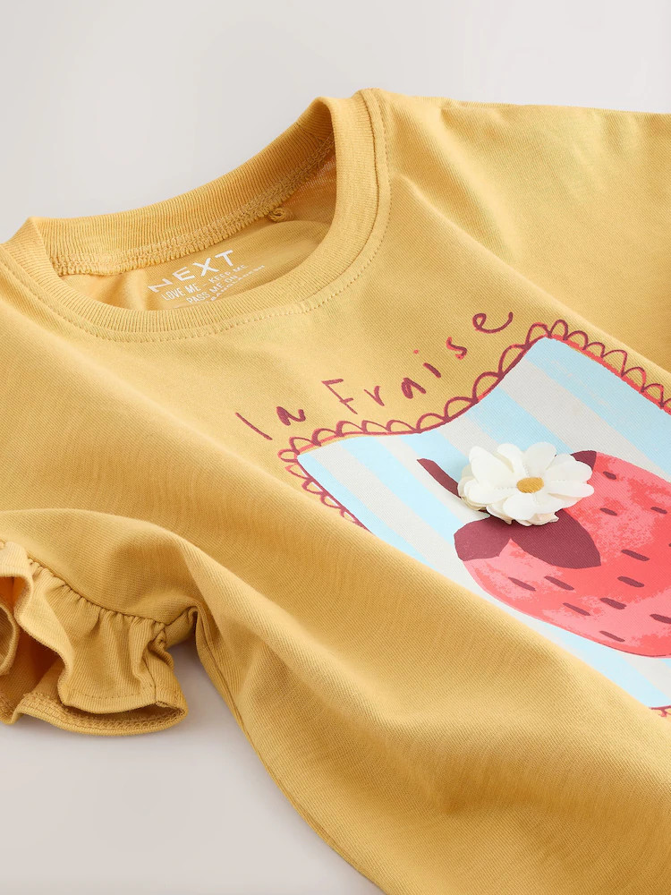 Ochre Yellow Strawberry Short Sleeve T-Shirt (3mths-7yrs) | Next US