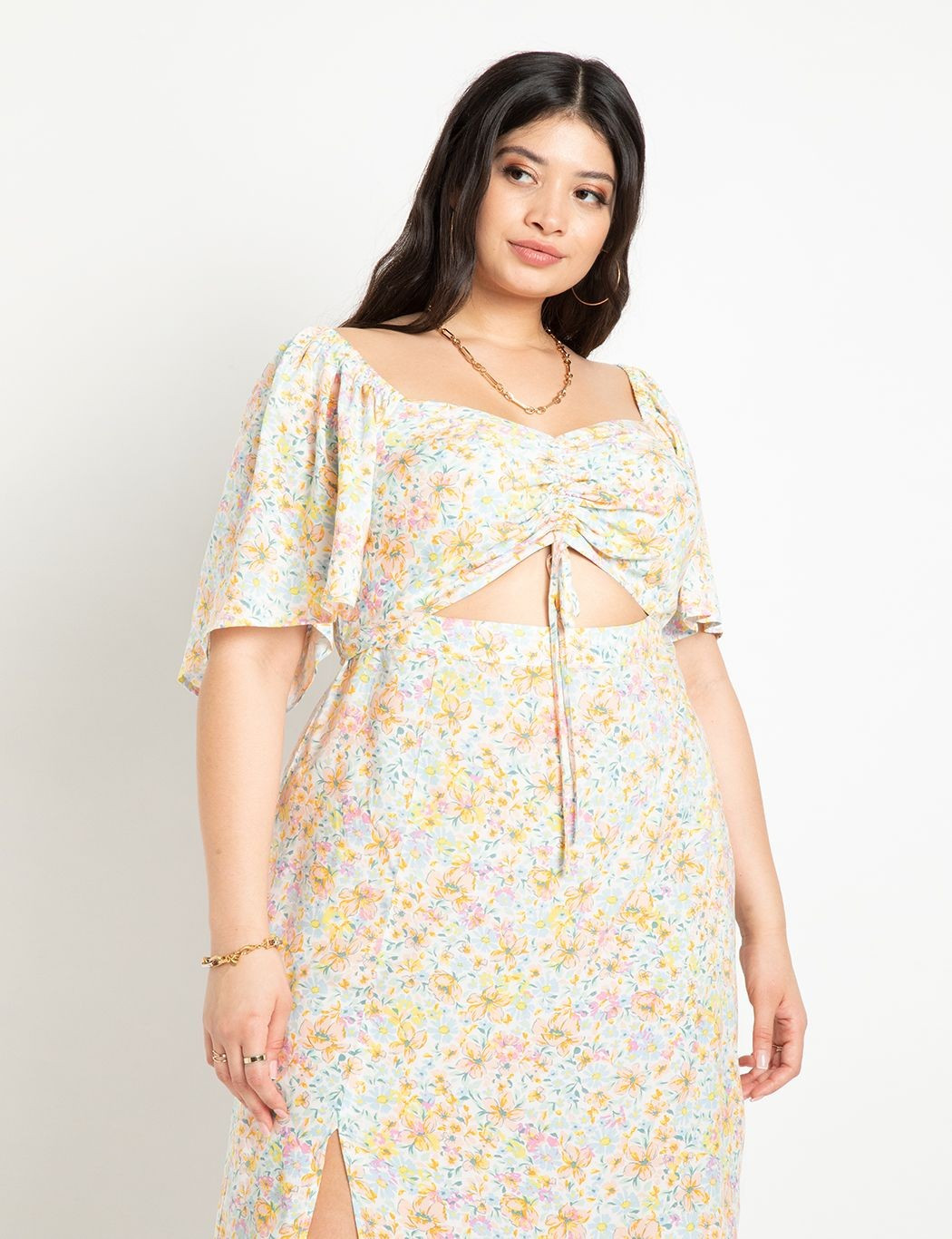 Cinched Front Midi Dress | Women's Plus Size Dresses | ELOQUII | Eloquii