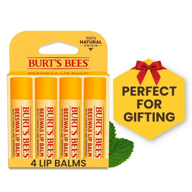 Burt's Bees Beeswax Lip Balm, 4-Pack, 0.15 oz. | Walmart (US)