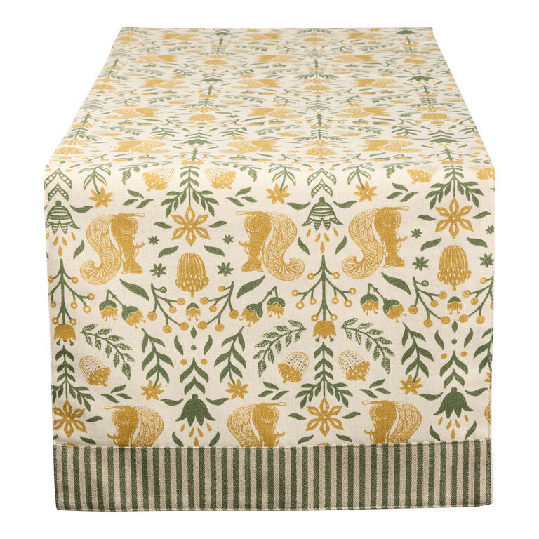 Sage Green and Marigold Scandi Squirrel Table Runner | World Market