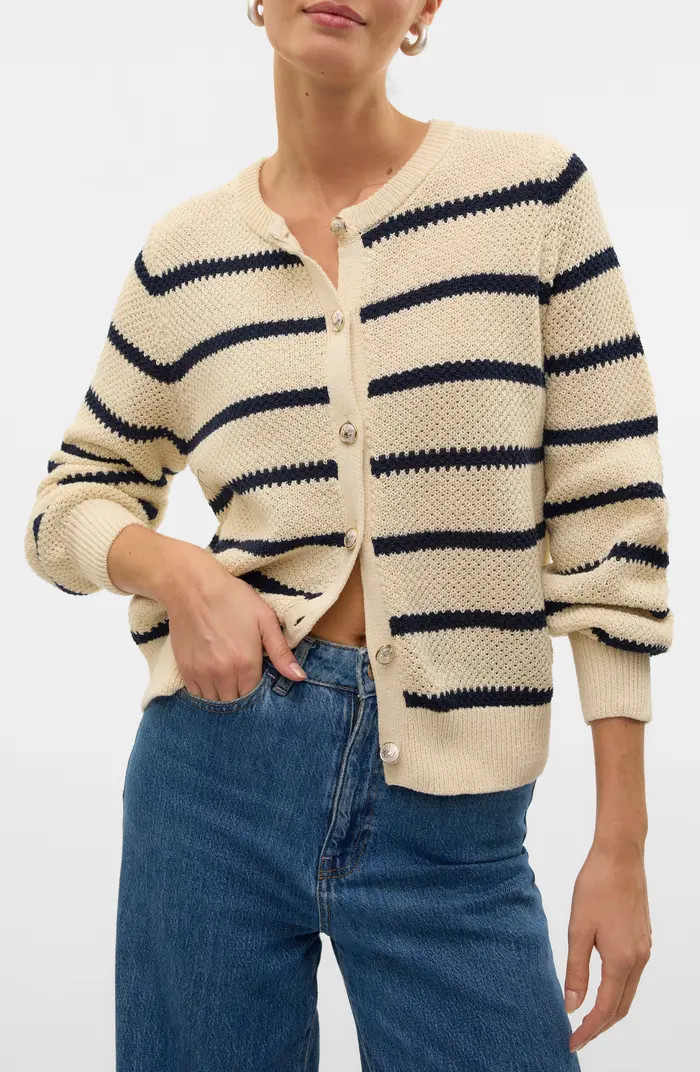 VERO MODA Amazing Stripe Button Front Cardigan | Nordstromrack | Nordstrom Rack