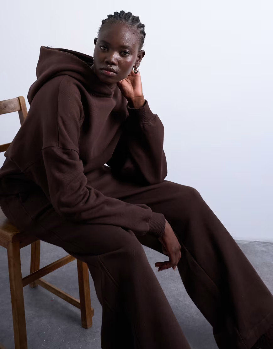 Topshop premium heavyweight oversized hoodie in chocolate brown | ASOS (Global)