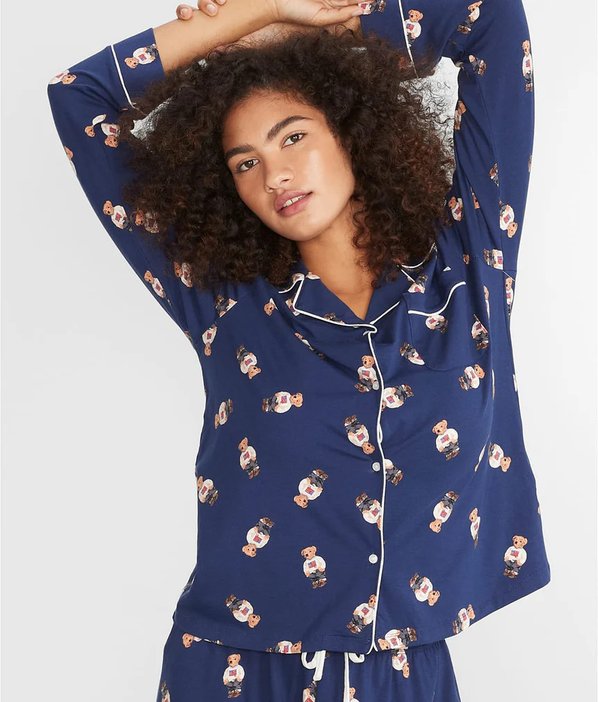 Navy Bear Knit Pajama Top | Bare Necessities