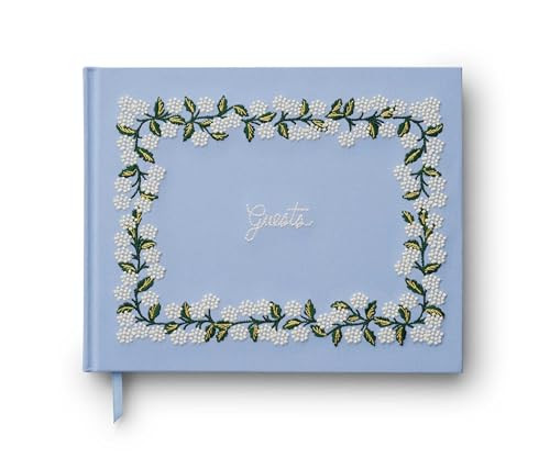 RIFLE PAPER CO. Hydrangea Embroidered Fabric Guest Book | Hard Cover Wrapped in Book Cloth & Ribb... | Amazon (US)