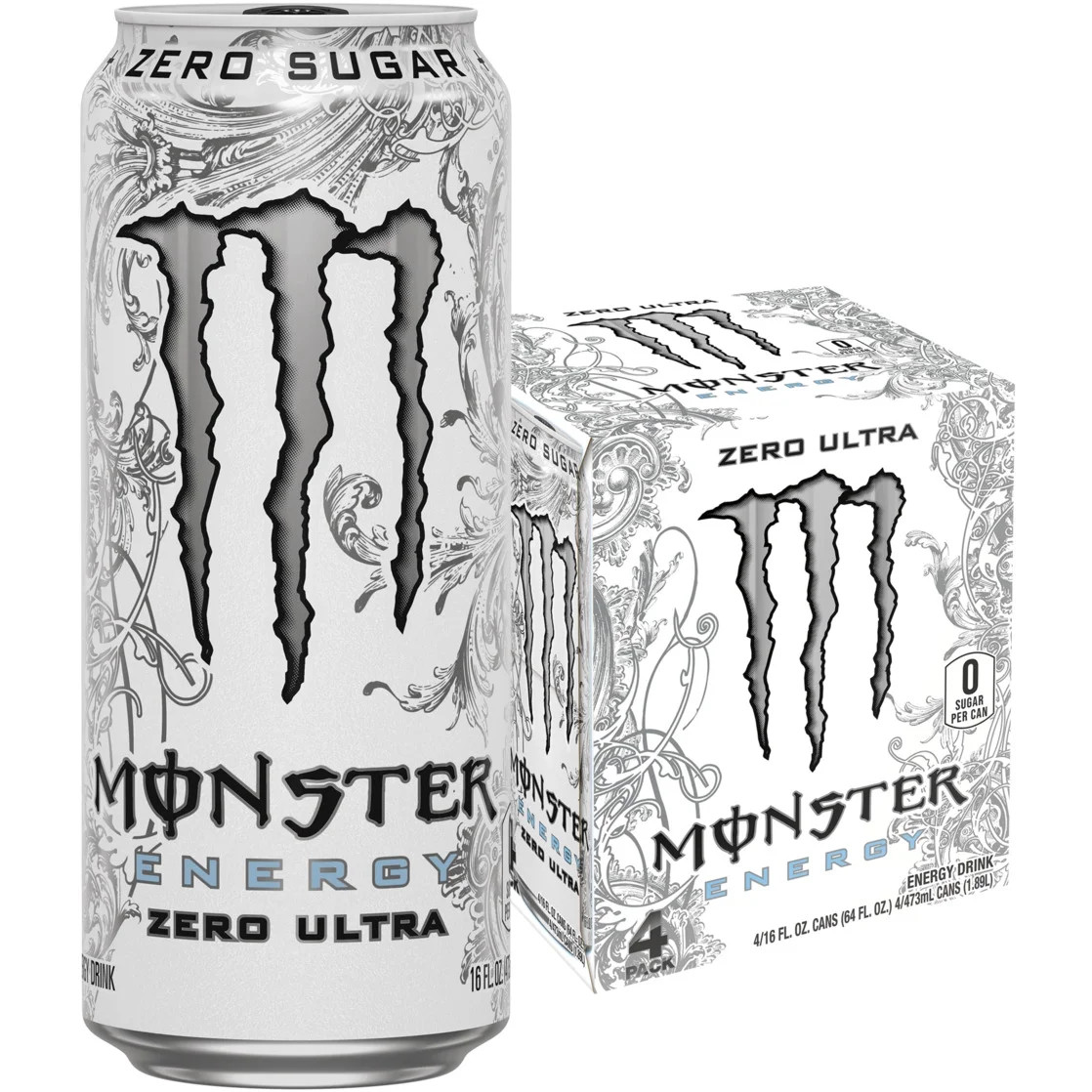 Monster Energy, Zero Ultra, Sugar Free Energy Drink, 4 Pack - 16 Fl Oz | Walmart (US)