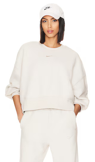 NSW Plush Crop Crew Sweatshirt in Light Bone | Revolve Clothing (Global)