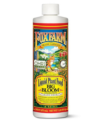 Fox Farm Big Bloom Liquid Plant Food - Organic Bloom Fertilizer for Flowering & Fruiting Plants, Contains Earthworm Castings & Bat Guano - Supports All Stages of Plant Growth - 0-0.5-0.7 NPK, 1 Pint | Amazon (US)