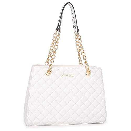 Montana West Tote Bag for Women Quilted Chain Handbags Shoulder Purse White Gift MWC-040BG | Amazon (US)