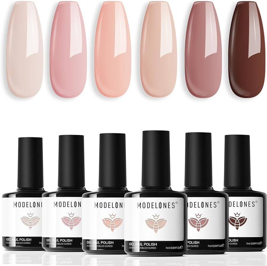 modelones Gel Nail Polish Kit -6 Colors Spring Nude Pink Gel Polish Set Skin Tones Neutral Brown ... | Amazon (US)