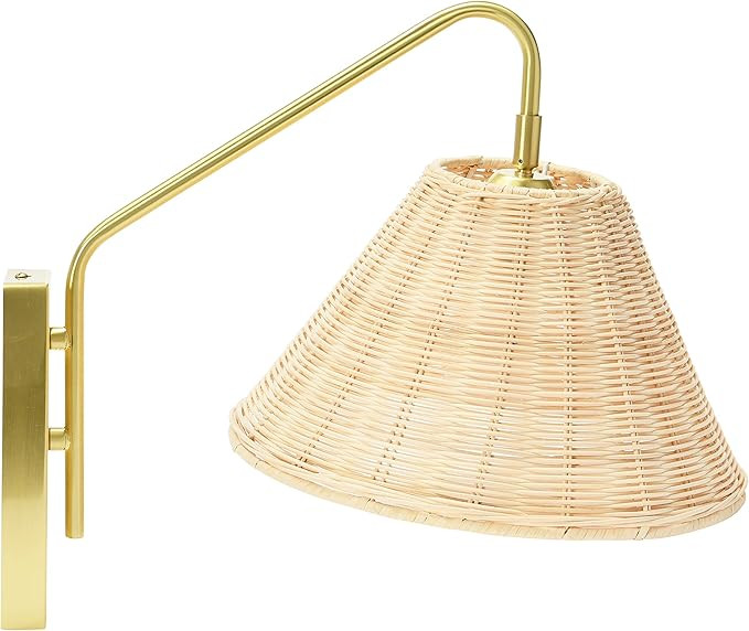Creative Co-Op Rattan and Metal Wall Sconce, Brushed Brass | Amazon (US)