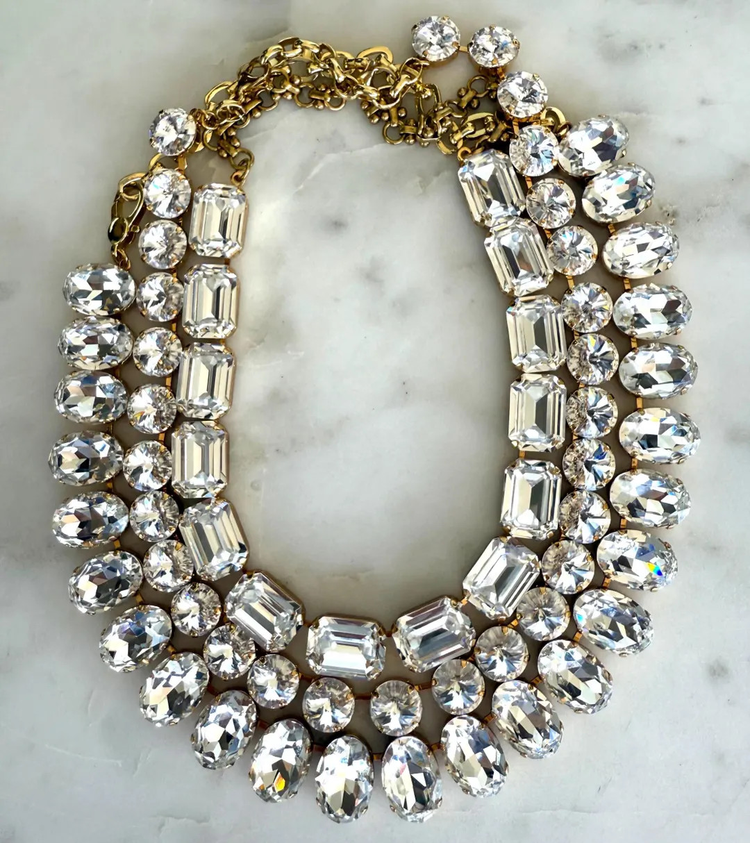 Anna Wintour Style Austrian Crystal Clear Diamond Like Layering Necklace, Choker, Crystal Rivièr... | Etsy (US)